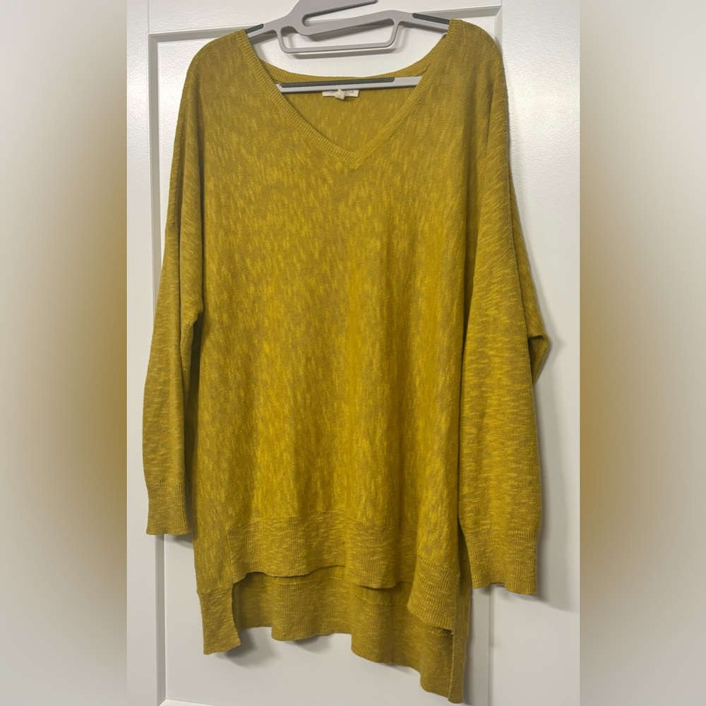 Eileen Fisher Mustard Yellow V-Neck Sweater